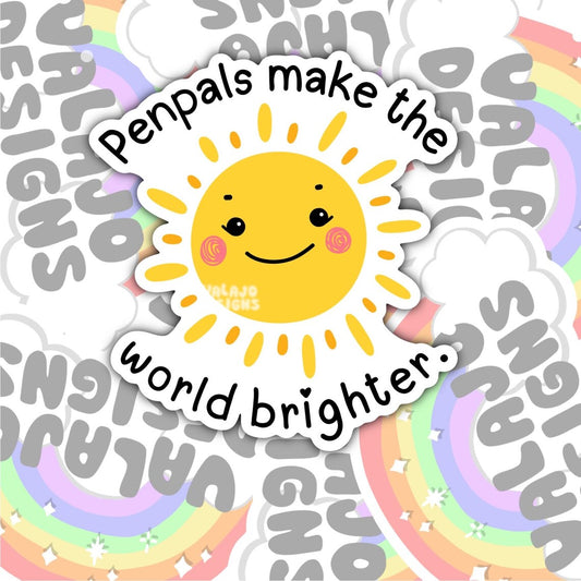 Penpals Make The World Brighter, Waterproof Sticker, Water Bottle Sticker, Kindle Sticker, Laptop Sticker, Penpal Stickers, Cute Snail Mail And Letter Writing Stickers