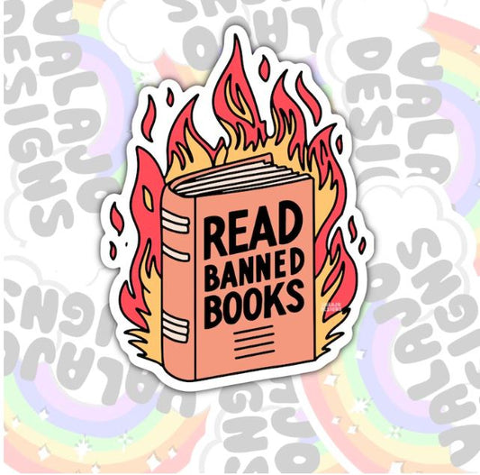 Read Banned Books, Book-ish Waterproof Sticker, Water Bottle Sticker, Kindle Sticker, Laptop Sticker