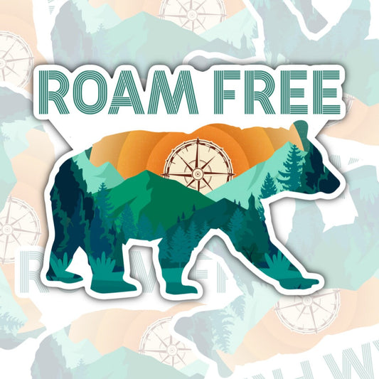 Roam Free, Waterproof Sticker, Water Bottle Sticker, Kindle Sticker, Laptop Sticker, Lake Life, Life Outdoors, Camping, Traveling Stickers