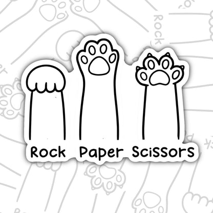 Rock, Paper, Scissors, Funny Cat Lovers Waterproof Sticker, Water Bottle Sticker, Kindle Sticker, Laptop Sticker