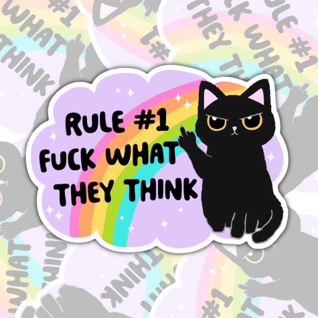 Rule #1 Fuck What They Think, Funny Waterproof Sticker, Offensive Water Bottle Sticker, Sarcastic Kindle Sticker, Laptop Sticker