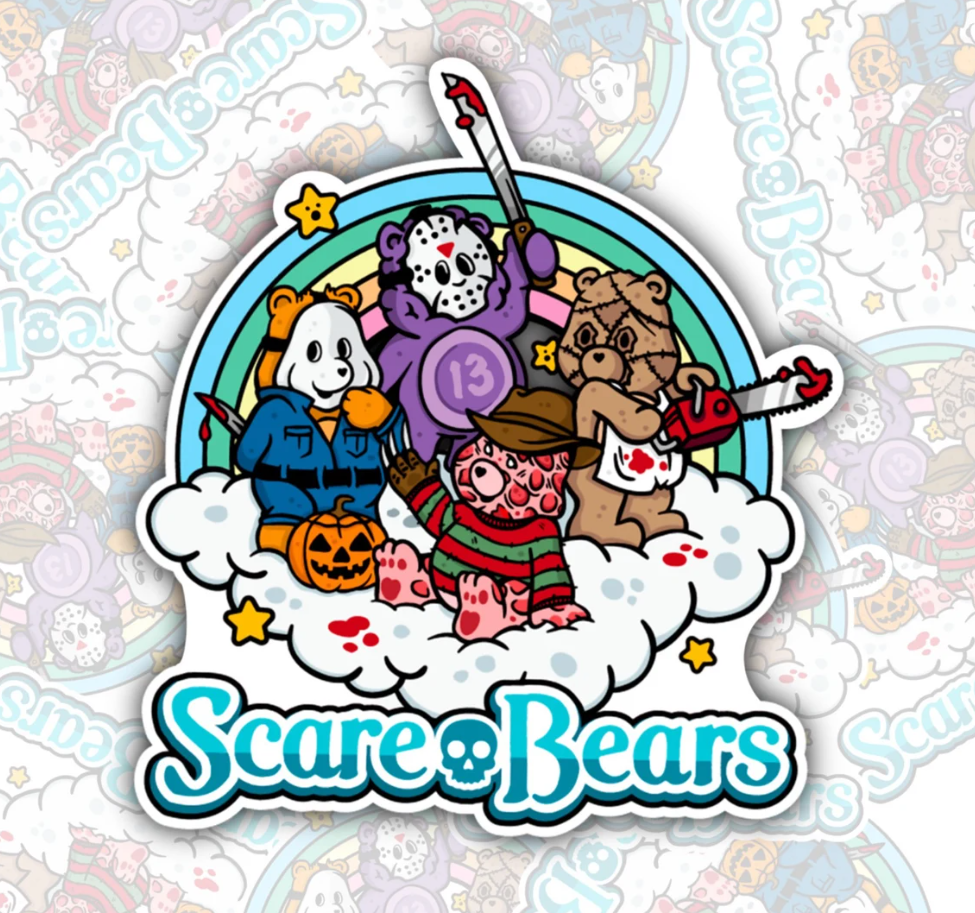 Scare Bears, Halloween Waterproof Sticker, Water Bottle Sticker, Kindle Sticker, Laptop Sticker