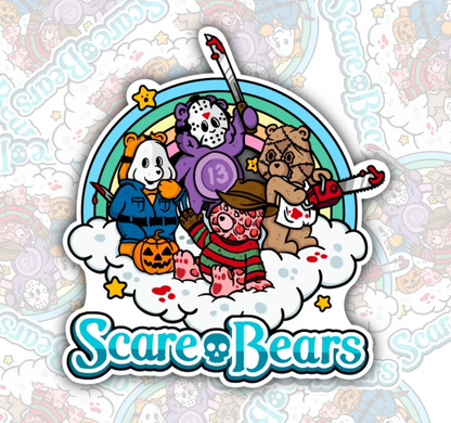 Scare Bears, Halloween Waterproof Sticker, Water Bottle Sticker, Kindle Sticker, Laptop Sticker