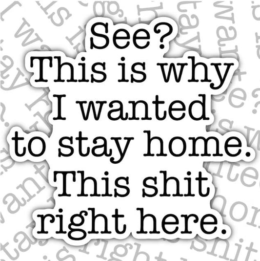 See This Is Why I Wanted To Stay Home, Funny Waterproof Sticker, Sarcastic Water Bottle Sticker, Kindle Sticker, Laptop Sticker