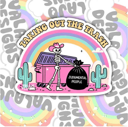 Taking Out The Trash, Funny Waterproof Sticker, Sarcastic Raccoon Water Bottle Sticker, Kindle Sticker, Laptop Sticker
