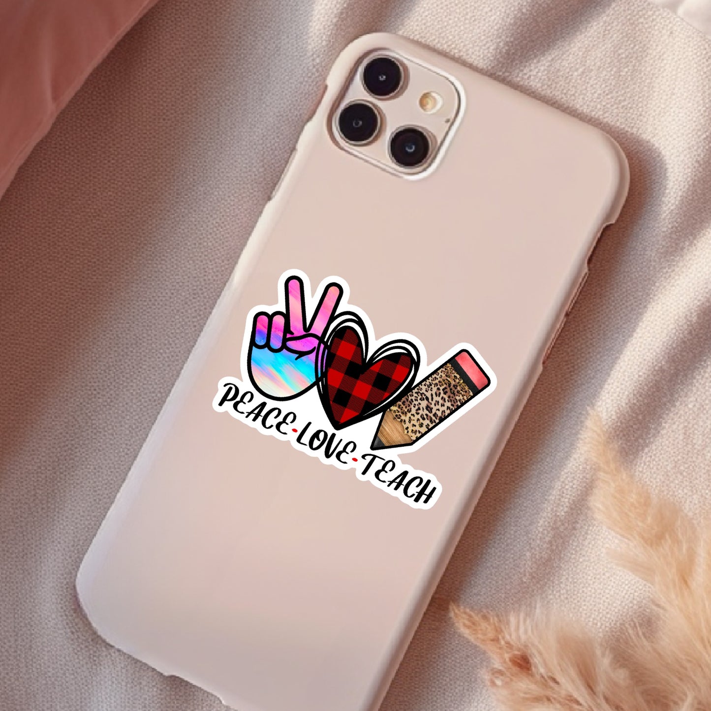 Peace Love Teach, Teacher Waterproof Sticker