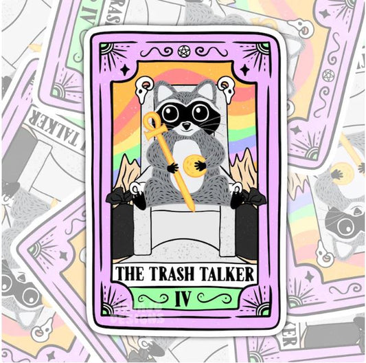 The Trash Talker, Funny Waterproof Sticker, Sarcastic Raccoon Water Bottle Sticker, Kindle Sticker, Laptop Sticker