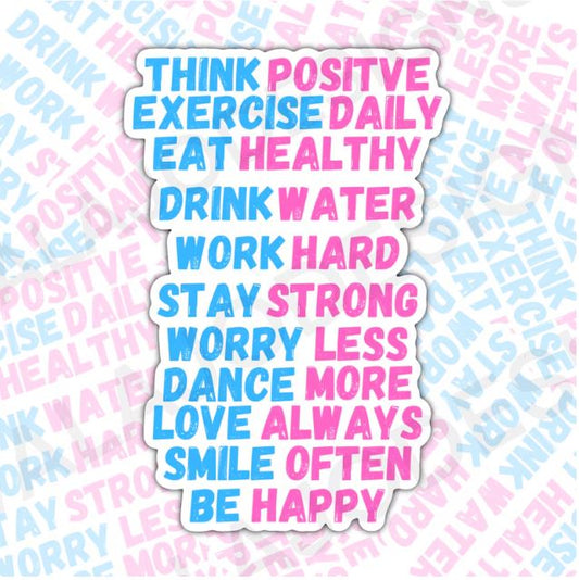 Think Positive, Mental Health Waterproof Sticker, Encouraging Water Bottle Sticker, Kindle Sticker, Laptop Sticker