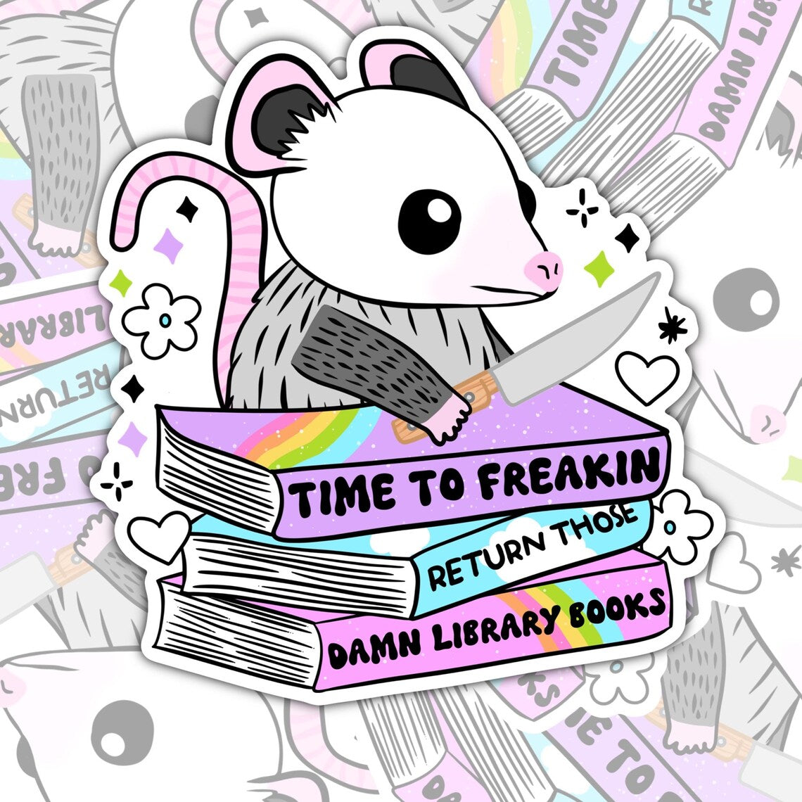 Time To Return Freakin Books, Funny Book-ish Waterproof Sticker, Water Bottle Sticker, Kindle Sticker, Laptop Sticker