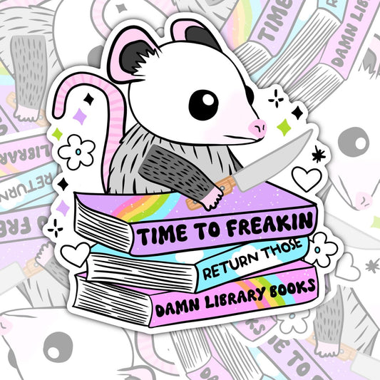Time To Return Freakin Books, Funny Book-ish Waterproof Sticker, Water Bottle Sticker, Kindle Sticker, Laptop Sticker