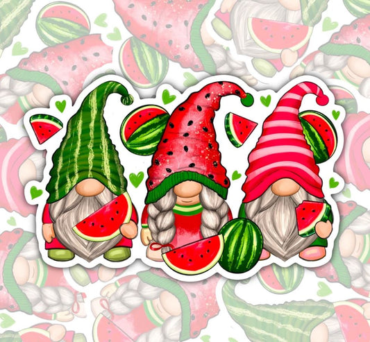 Watermelon Gnomes, Cute Colorful Waterproof Sticker, Water Bottle Sticker, Kindle Sticker, Laptop Sticker