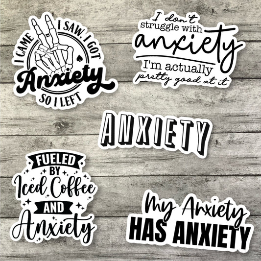 Anxiety Sticker Pack, Funny Mental Health Waterproof Sticker, Water Bottle Sticker, Kindle Sticker, Laptop Sticker