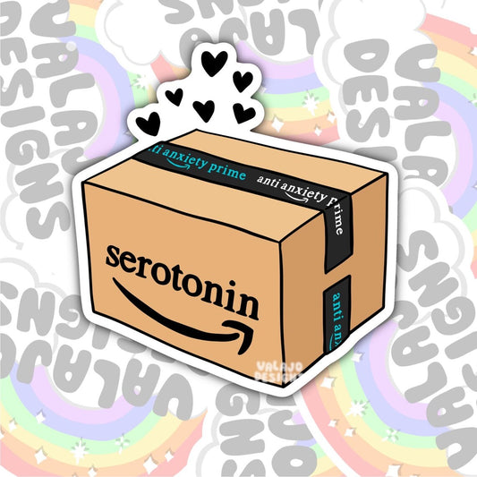 Serotonin, Anit-Anxiety Prime, Waterproof Sticker, Mental Health,  Water Bottle Sticker, Kindle Sticker, Laptop Sticker