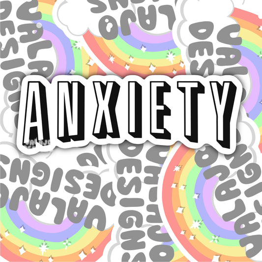 Anxiety, Funny Waterproof Sticker, Water Bottle Sticker, Kindle Sticker, Laptop Sticker