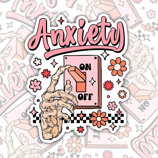 Anxiety On And Off, Waterproof Sticker, Water Bottle Sticker, Kindle Sticker, Laptop Sticker