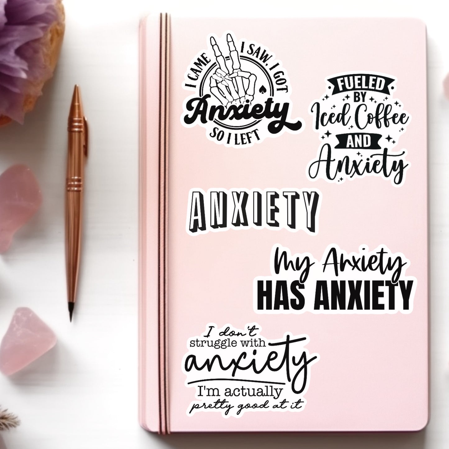 Anxiety Sticker Pack, Funny Mental Health Waterproof Sticker, Water Bottle Sticker, Kindle Sticker, Laptop Sticker