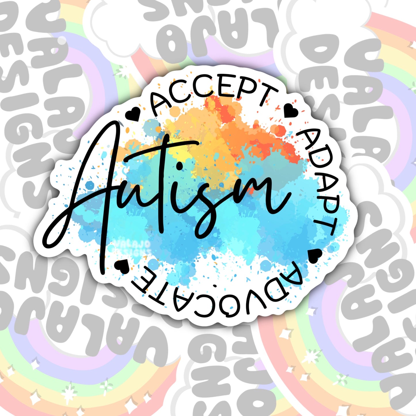 Accept, Adapt, Advocate, Colorful Autism Support Waterproof Sticker, Water Bottle Sticker, Kindle Sticker, Laptop Sticker