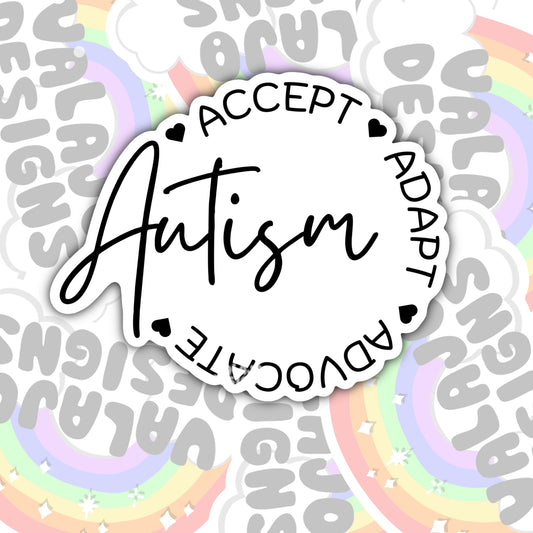Autism Support, Black And White Waterproof Sticker, Water Bottle Sticker, Kindle Sticker, Laptop Sticker