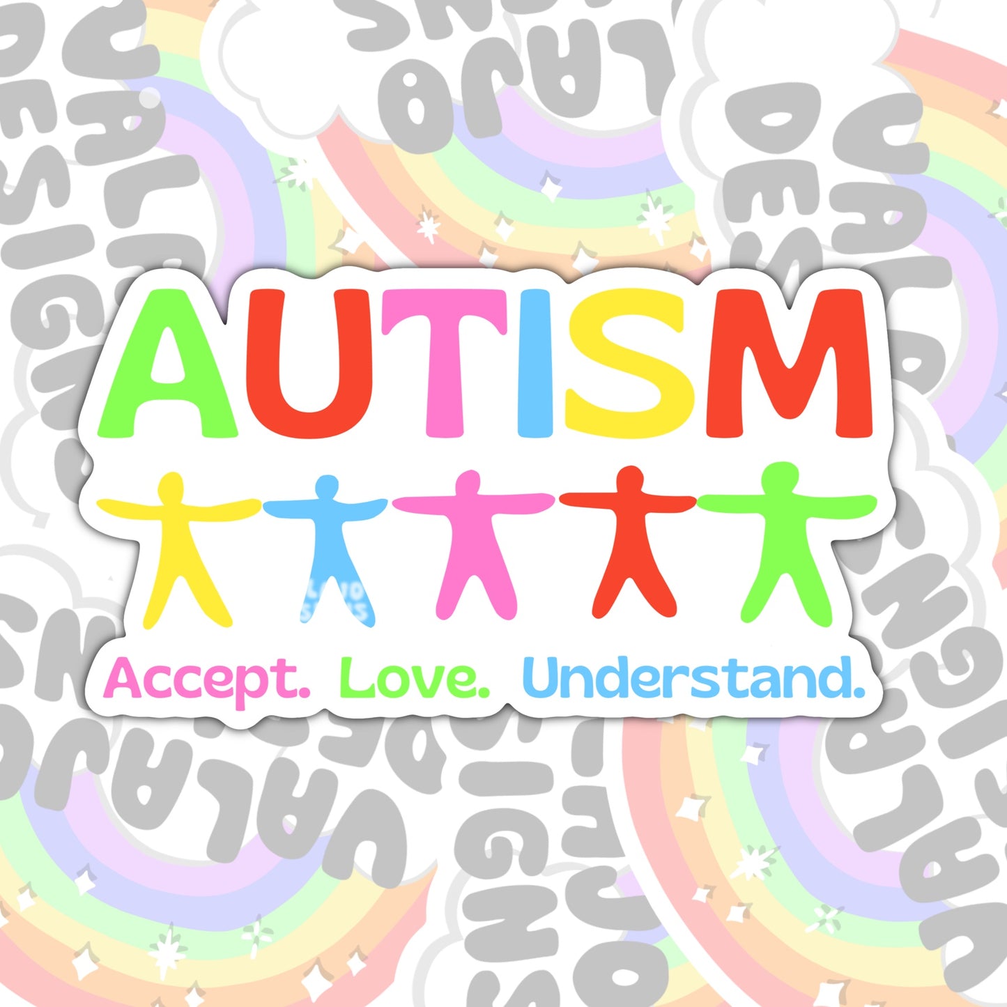 Accept And Understand, Autism Support, Waterproof Sticker, Water Bottle Sticker, Kindle Sticker, Laptop Sticker