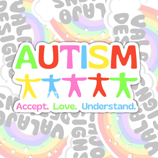 Accept And Understand, Autism Support, Waterproof Sticker, Water Bottle Sticker, Kindle Sticker, Laptop Sticker