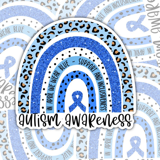 Autism Awareness, Blue Autism Support Waterproof Sticker, Water Bottle Sticker, Kindle Sticker, Laptop Sticker