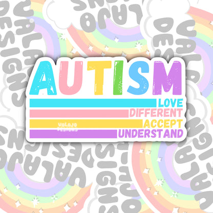 Autism Support Waterproof Sticker, Different, Not Less, Water Bottle Sticker, Kindle Sticker, Laptop Sticker