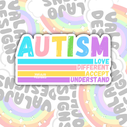 Autism Support Waterproof Sticker, Different, Not Less, Water Bottle Sticker, Kindle Sticker, Laptop Sticker