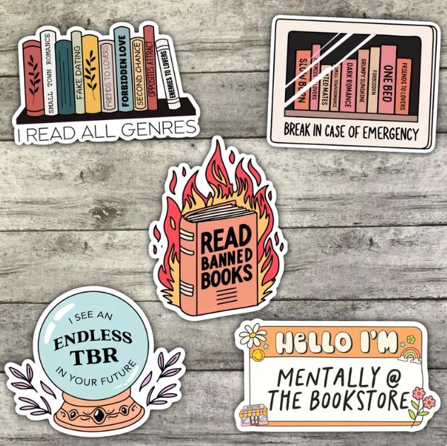 Banned Books Sticker Pack, Gifts For Reader, Book-ish Waterproof Sticker, Water Bottle Sticker, Kindle Sticker, Laptop Sticker
