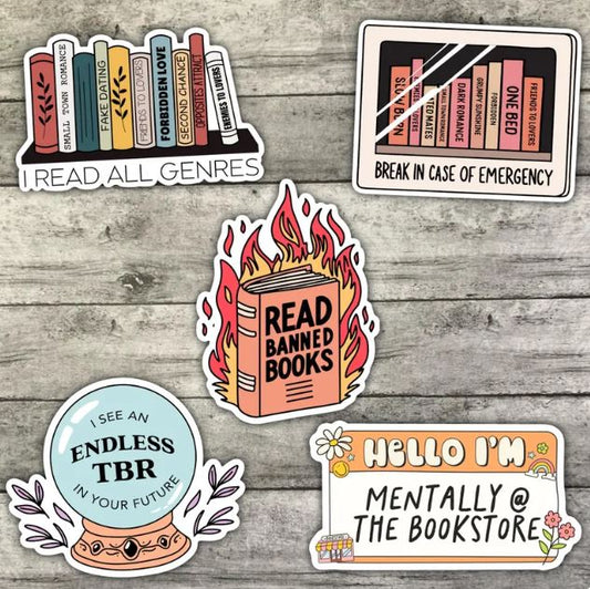 Banned Books Sticker Pack, Gifts For Reader, Book-ish Waterproof Sticker, Water Bottle Sticker, Kindle Sticker, Laptop Sticker