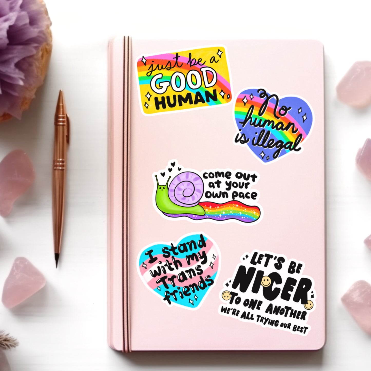 Be A Good Human Sticker Pack, Waterproof Stickers, Water Bottle Sticker, Kindle Sticker, Laptop Sticker
