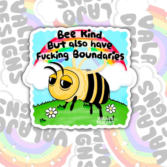 Bee Kind But Also Have Boundaries, Waterproof Sticker, Mental Health,  Water Bottle Sticker, Kindle Sticker, Laptop Sticker