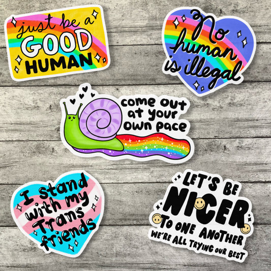 Be A Good Human Sticker Pack, Waterproof Stickers, Water Bottle Sticker, Kindle Sticker, Laptop Sticker