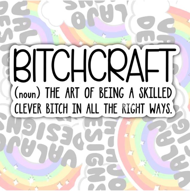 Bitchcraft, Funny Waterproof Sticker, Offensive Water Bottle Sticker, Sarcastic Kindle Sticker, Laptop Sticker