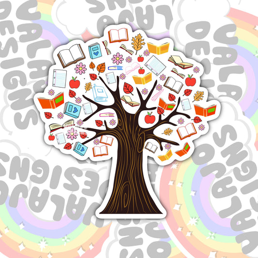 Tree Of Knowledge Sticker, Book-ish Waterproof Sticker