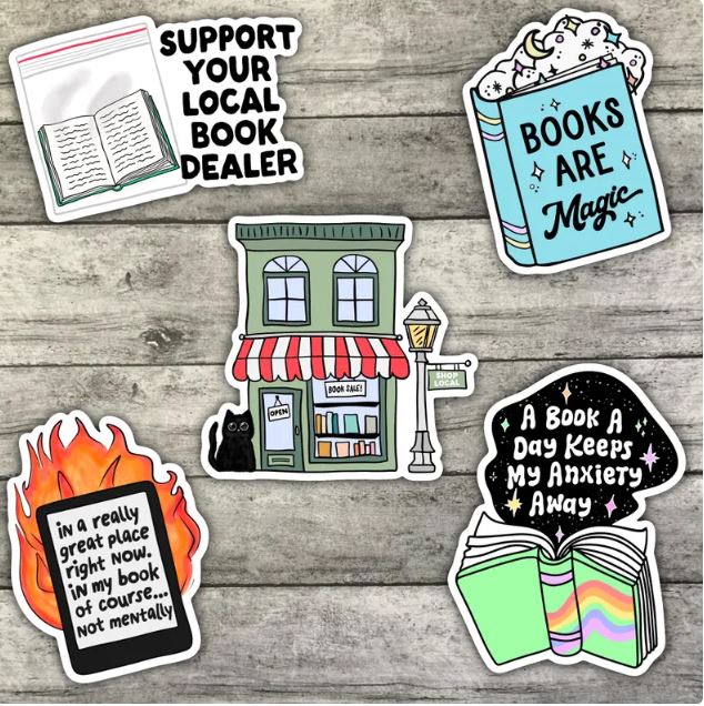 Bookish Sticker Pack, Support Your Library, Book Lovers Waterproof Sticker, Water Bottle Sticker, Kindle Sticker, Laptop Sticker