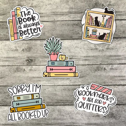 Book Lovers Sticker Pack, Cute and Funny Book-ish Waterproof Sticker, Water Bottle Sticker, Kindle Sticker, Laptop Sticker