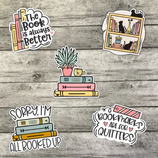 Book Lovers Sticker Pack, Cute and Funny Book-ish Waterproof Sticker, Water Bottle Sticker, Kindle Sticker, Laptop Sticker