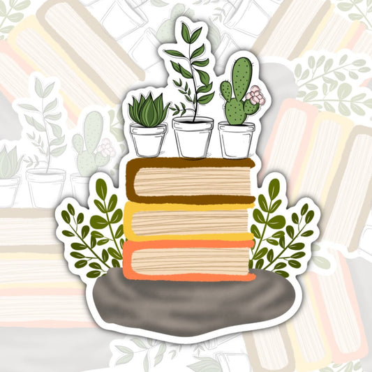 Books And Plants, Plant Lovers, Book-ish Waterproof Sticker, Water Bottle Sticker, Kindle Sticker, Laptop Sticker