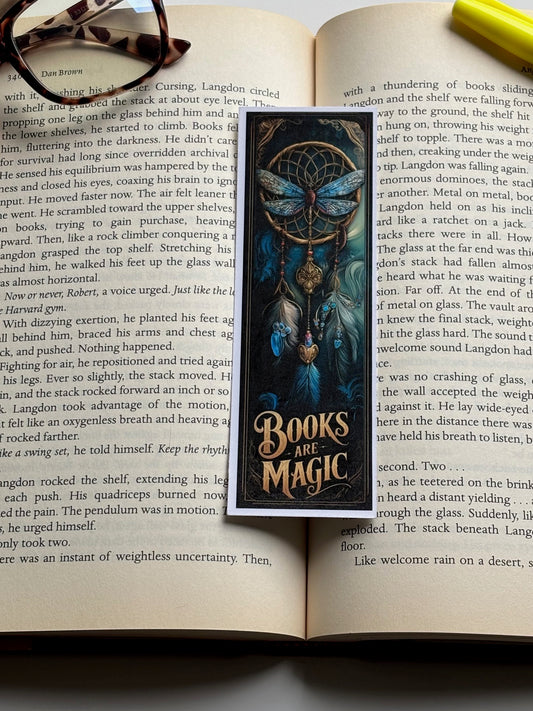 Books Are Magic, Handmade Bookmark for Books And Journals