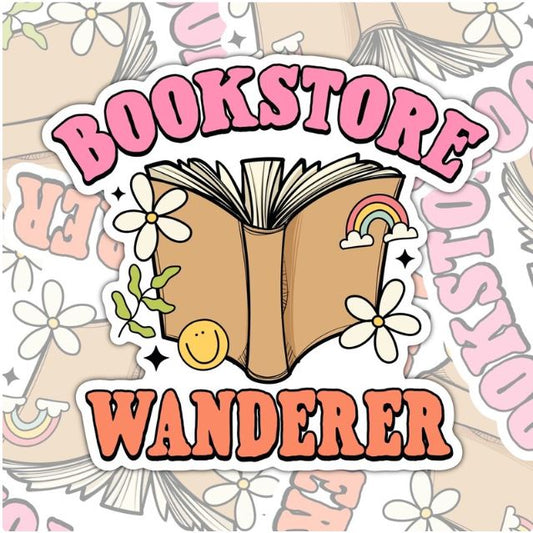 Book Store Wanderer, Book-ish Waterproof Sticker, Water Bottle Sticker, Kindle Sticker, Laptop Sticker