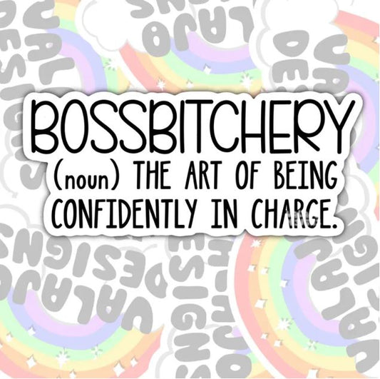 Bossbitchery, Funny Waterproof Sticker, Offensive Water Bottle Sticker, Sarcastic Kindle Sticker, Laptop Sticker