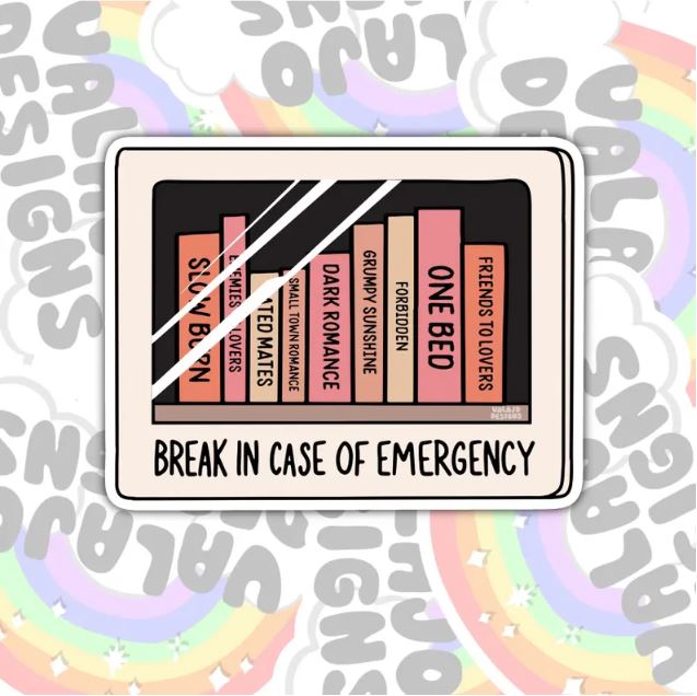 Break In Case Of Emergency, Waterproof Sticker, Water Bottle Sticker, Kindle Sticker, Laptop Sticker, Book Lovers, Smut Lover Stickers