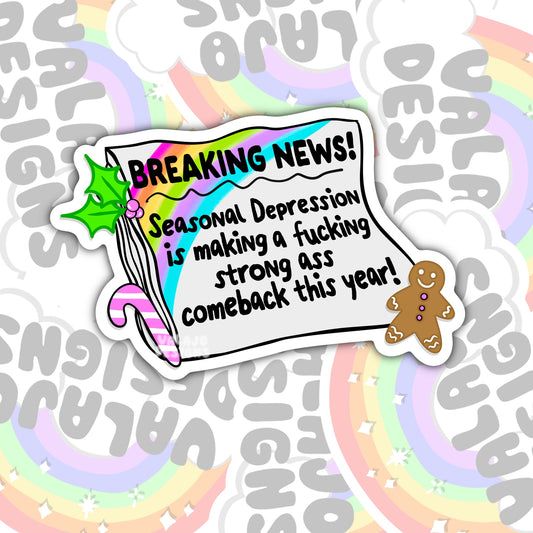 Breaking News, Waterproof Sticker, Mental Health,  Water Bottle Sticker, Kindle Sticker, Laptop Sticker