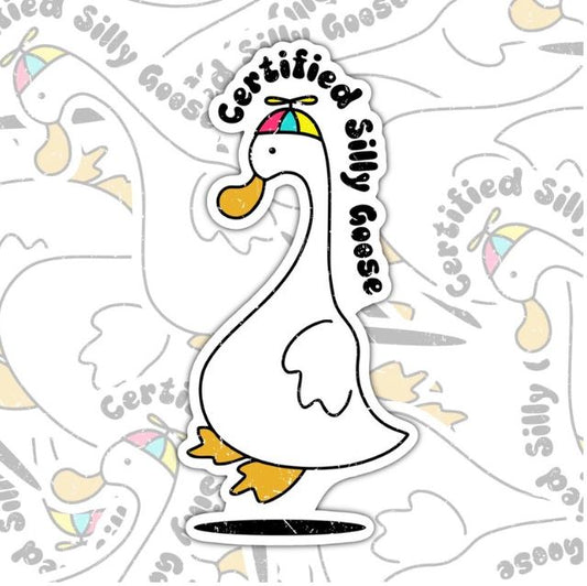 Certified Silly Goose, Funny Waterproof Sticker, Sarcastic Water Bottle Sticker, Kindle Sticker, Laptop Sticker