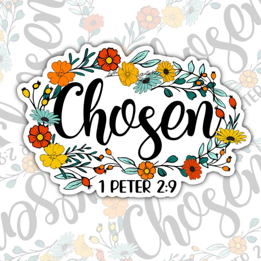 Chosen, 1 Peter 2:9, Christian Waterproof Sticker, Water Bottle Sticker, Kindle Sticker, Laptop Sticker