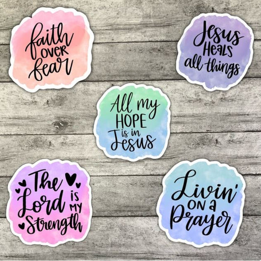 Christianity Sticker Pack, Livin' On A Prayer, Waterproof Stickers, Water Bottle Sticker, Kindle Sticker, Laptop Sticker
