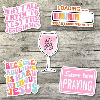 Christian Sticker Pak, Funny Sarcastic Waterproof Stickers, Water Bottle Sticker, Kindle Sticker, Laptop Sticker