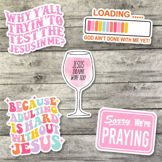 Christian Sticker Pak, Funny Sarcastic Waterproof Stickers, Water Bottle Sticker, Kindle Sticker, Laptop Sticker