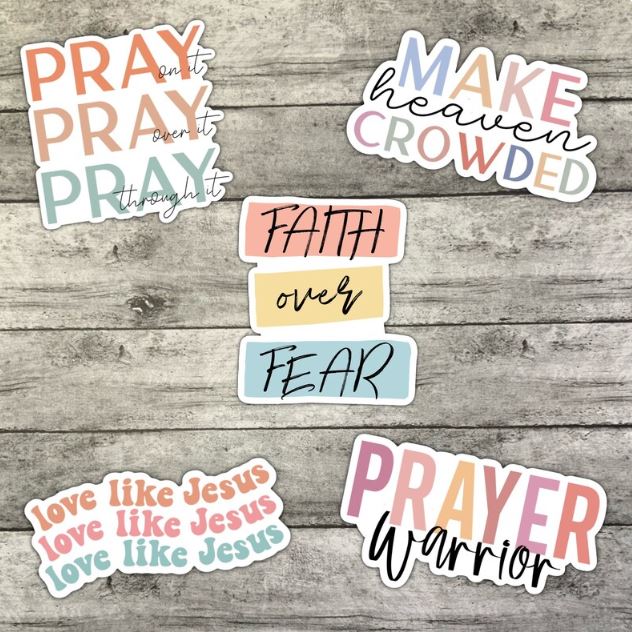 Christian Sticker Pack, Faith Over Fear, Waterproof Sticker, Water Bottle Sticker, Kindle Sticker, Laptop Sticker