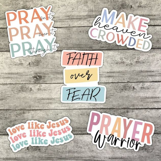 Christian Sticker Pack, Faith Over Fear, Waterproof Sticker, Water Bottle Sticker, Kindle Sticker, Laptop Sticker